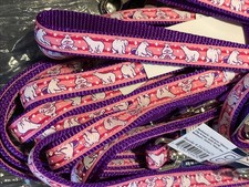 Dog Leash 4 Feet Long, 5/8 Inch Thick Pink/Purple Polar Bears In Snow