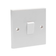 Single Gang Light Switch 1 Gang 2 Way White Plastic 10A