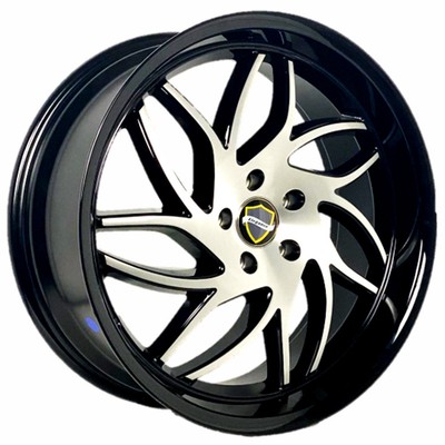 20x8.5''Elegance Wheels Magic Gloss Black/Silver Brushed Face and Gloss Black Lip