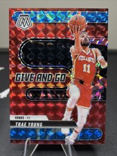 2024-25 Panini Mosaic - Give and Go Trae Young #8 Reactive Blue /99 Hawks