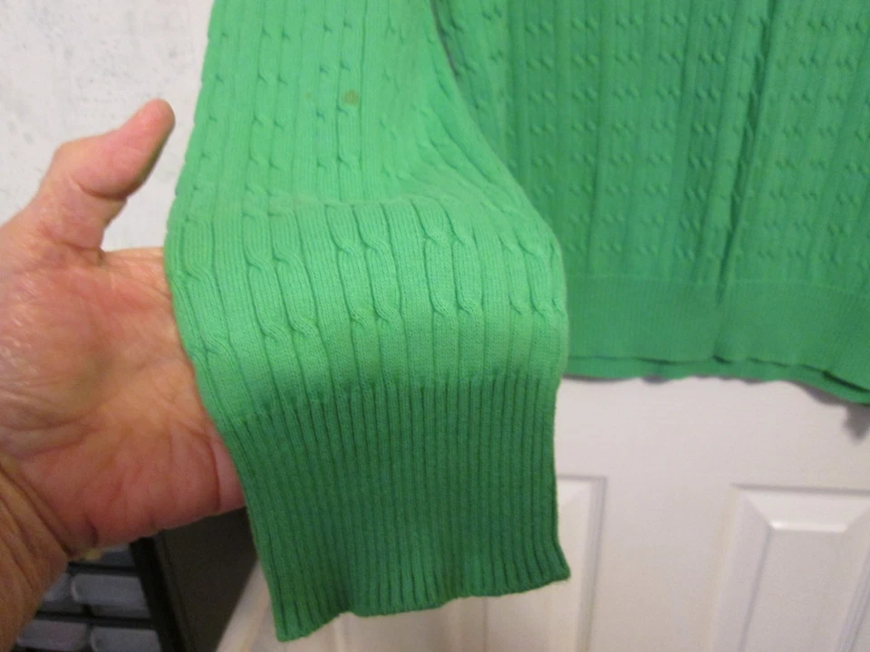 Suéter tejido con cable 100 % algodón para mujer Kim Rogers XL verde Foto 3 de 4