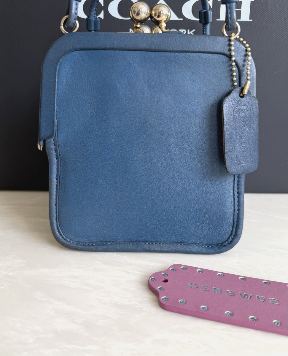 COACH VINTAGE BLUE DOUBLE FRAME KISSLOCK SWING BAG 80'S | eBay
