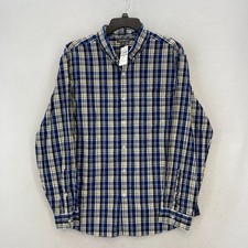 Eddie Bauer Shirt Mens XL Button Down Long Sleeve Shirt Blue Plaid Outdoor Camp