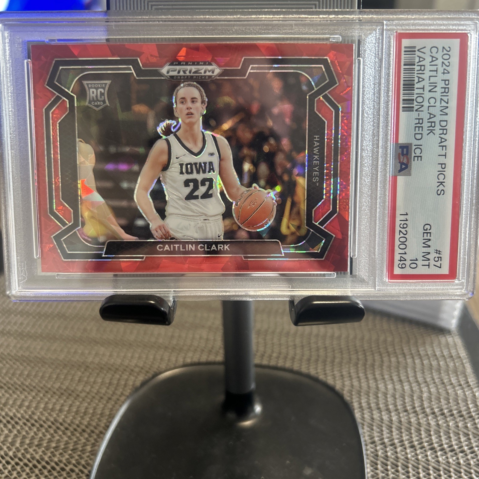 2024 Panini Prizm Draft Picks - Caitlin Clark 57 Red Ice Prizm Variations PSA 10