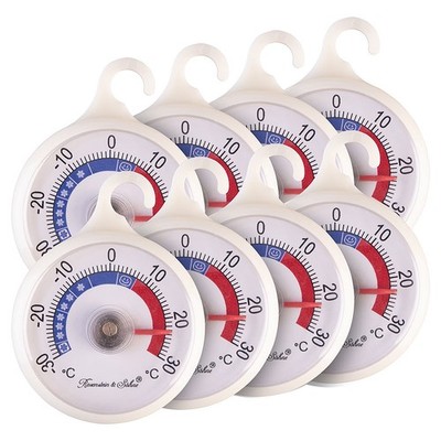 8er-Set Gefrier- & Kühlschrankthermometer, farbige Zonen, 51mm Anzeige