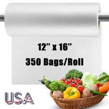 12"x16" Clear Plastic Produce Bags on Roll Kitchen Fruit Food Storage 350x/Roll