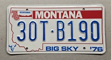 🐾 1976 MONTANA "TRUCK" LICENSE PLATE (30T-B190) UNUSED