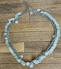 Mid East Belly Dance Belt Silver Tone Dangle Coin Accent Chain -36" Tribal Boho