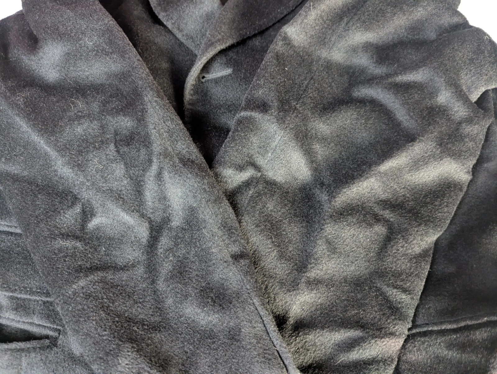 Hickey Freeman Coat Mens 44 Long 100% Wool Black Overcoat Jacket- Union Made - product detail image 11