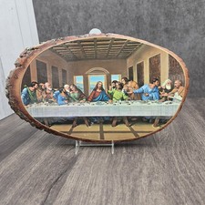 Last Supper Wall Art Live Edge Wood Slab Rustic Christian Religious Decor