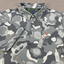William Murray Polo Shirt Mens Large Gray Camo Golf Performance Stretch 3 Button