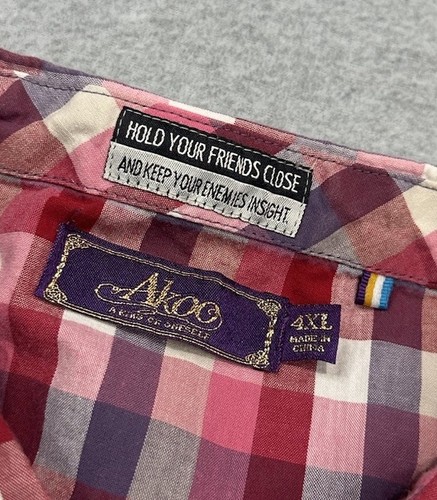 Camisa Akoo Para Hombres 4XL Colorida Charretera Retro Ropa de Calle 2 Bolsillos - Imagen 2 de 11