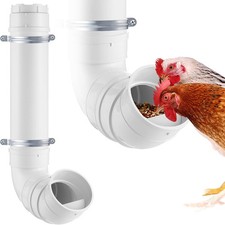 MEWTOGO Automatic Chicken Feeder No Waste - 6.6 Pounds Large White-1 set