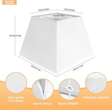 White Lamp Shade, 8''x8''Top 13''x13''Bottom 10'' Height, Linen Lampshade