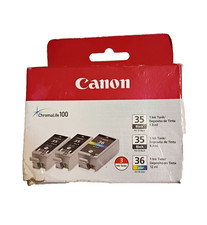 Genuine Canon PGI-35  CLI-36 - 2 Black  1 Color Cartridges - 3 OEM Ink