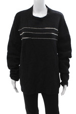 DKNY Mens Black Striped Wool Pullover Sweater Size L