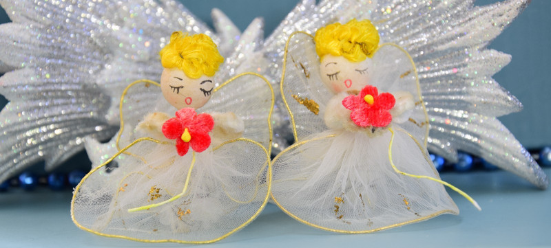 Vintage Tulle Christmas Angels Ornaments