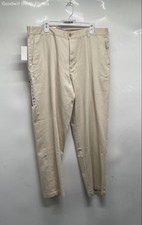 Izod Saltwater Mens Stone Flat Front Classic Fit Chino Pants Size 38x30 W/ Tags