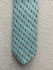 Vineyard Vines Sea Splash Blue Holiday Lighthouse Printed Silk Tie NEW Size 58