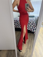 Sherri Hill 32340 Red Halter Cutout Back Mermaid Formal Prom Gown, size 6