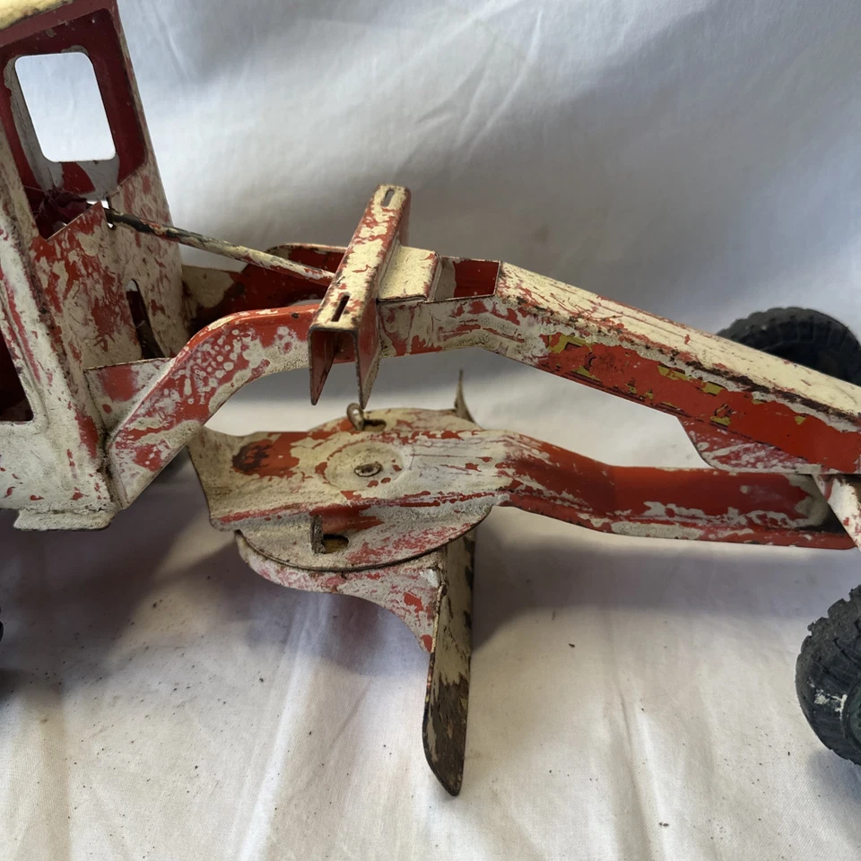 Niveladora de carretera vintage Lumar de acero prensado rojo/blanco años 50 Foto 4 de 4