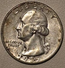 *HIGH GRADE* 1955-P Washington Quarter 90% Silver Philadelphia *ALBUM TONING*
