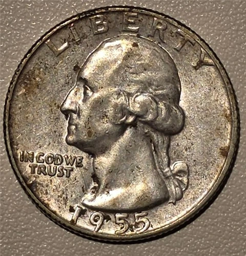 *HIGH GRADE* 1955-P Washington Quarter 90% Silver Philadelphia *ALBUM TONING*