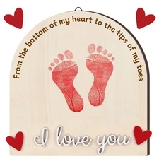 Beeveer St. Patricks Day Babys First DIY Footprint Art Wooden Milestone Card