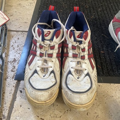Vintage Asics Gel Herren Cricketschuhe Spikes Gr. 10 UK - in need a good clean 
