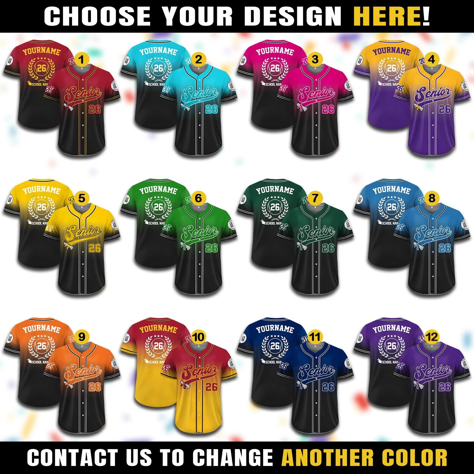 Custom Graduation Baseball Jersey Senior 2026, Personalized Grad Shirt