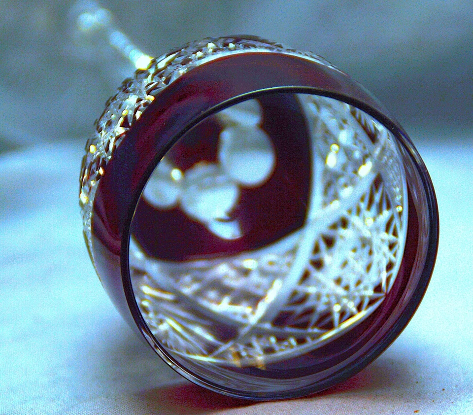 Weinglas Römer Bleikristall geschliffen, Schleuderstern, Goldrubin, 21,5 cm - Bild 4 von 4