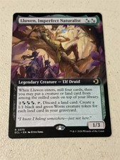 mtg borderless Lluwen Imperfect Naturalist, elf druid, Lorwyn Eclipsed, unplayed