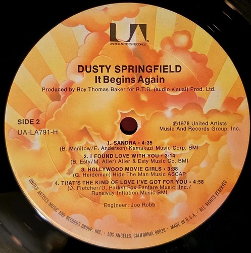 DUSTY SPRINGFIELD It Begins Again ORIG US PRESS 1978 Vinyl LP & Inner *IN WRAP* - Imagen 5 de 5