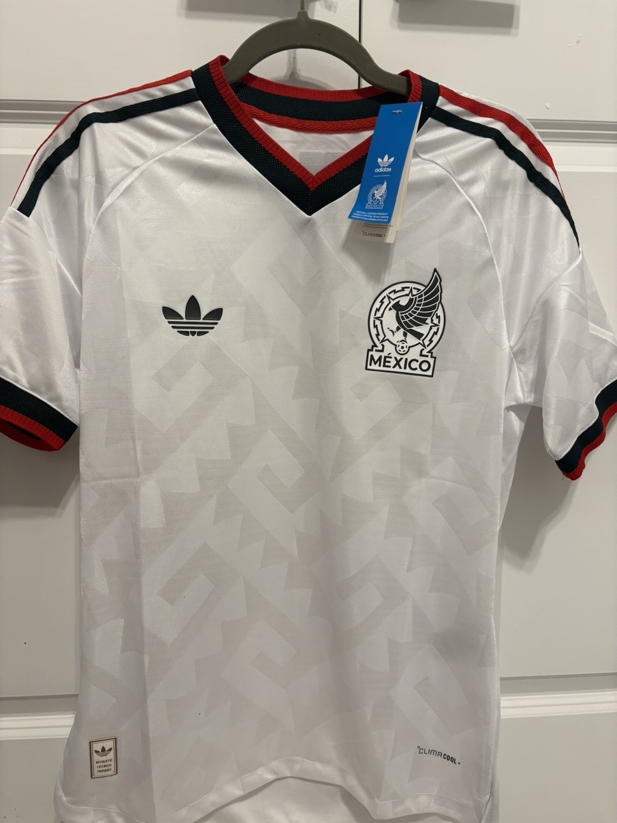 adidas Mexico ClimaCool White Short Sleeve Soccer Jersey Men's Size M