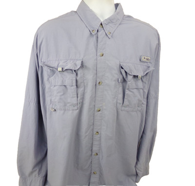 Columbia PFG Bahama Fishing Shirt XL Purple Vented 4 Pockets Roll Up Sleeves