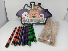 Halloween Broom Light Up Sign by BLCtec- 59" w/ 3 Witch Brooms & Automatic Timer