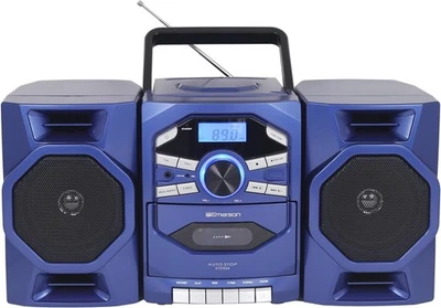 Emerson CD Cassette Player Boombox w/ AM/FM Radio AUX Detachable Speakers