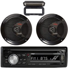 Pyle PLCDBT95 1-DIN Marine Bluetooth MP3/CD Receiver, 2x 6.5" 150W Max Speakers
