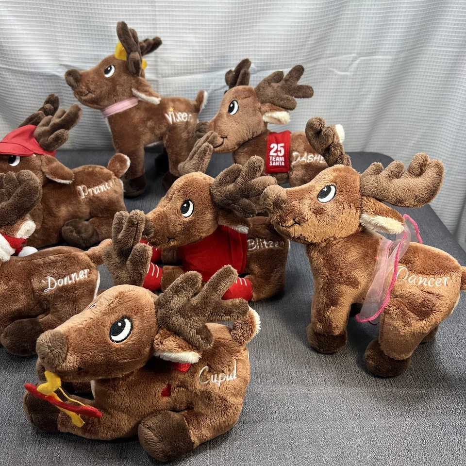 Santa's Reindeers 8” Plush Dan Dee Complete Set of 8 Christmas CVS 2009 - Image 2 of 4