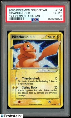 2006 Pokemon Gold Star Pikachu Holo Ex Holon Phantoms #104 PSA 6 EX-MT