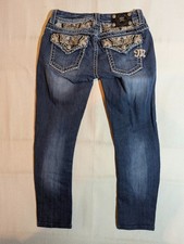 Miss Me Jeans Women's 28 Boot Cut Embellished Flap Pockets Cowgirl Denim Blue
