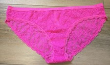 Vintage Victoria's Secret Pink Signature Waistband Sheer Lace Bikini Panties L