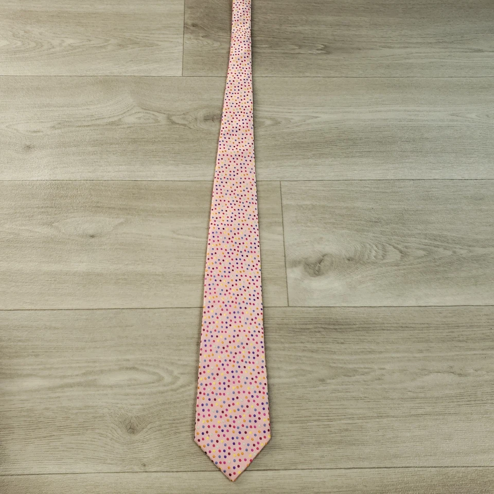 Мужской дизайнерский галстук Duchamp London розовый многоцветный в горошек геометрический шелк - Изображение 2 из 4