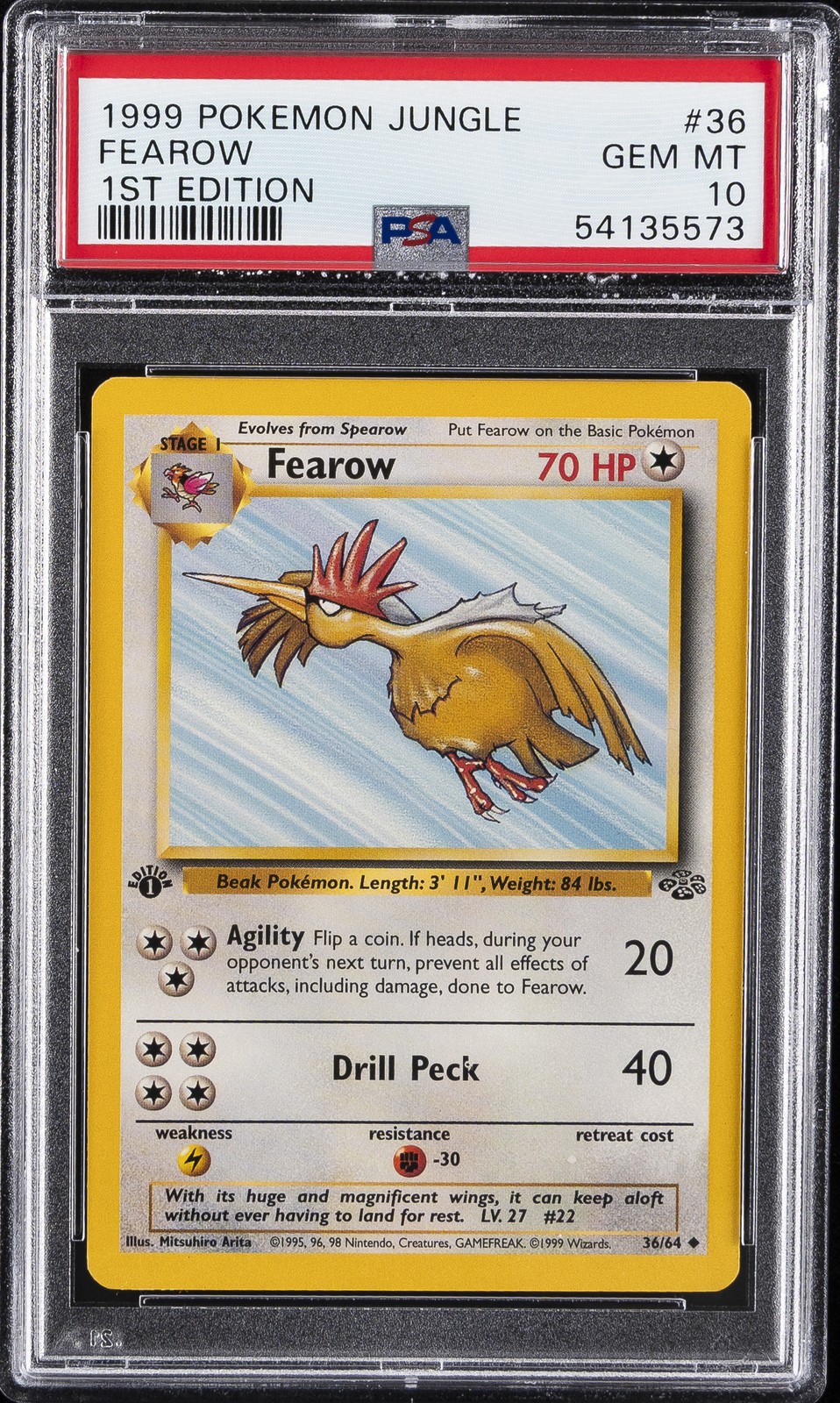 1999 POKEMON JUNGLE 1ST ED #36 FEAROW PSA 10