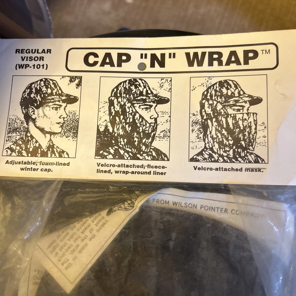 Vintage Cap "N" Wrap NEW Camo Hunt Hat Winter Face Wrap Work Outdoor USA 60s 70s - Image 2 of 4