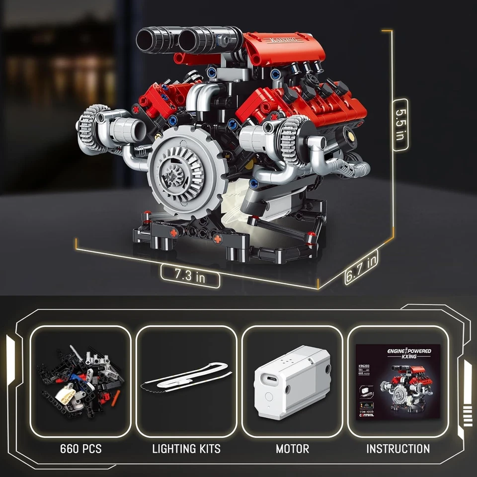V8 Engine Kit Gas Model - OHV V8 Small Engine Model Kit Model Engine Resin Model - Image 4 of 4