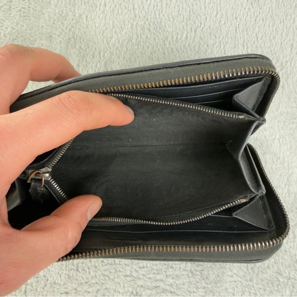 Bottega Veneta Intrecciato Lambskin Zip Around Long Black Wallet Made in Italy thumbnail 4