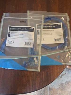 2 Pack - 3.3ft Shielded STP CAT5e Ethernet Network Patch Cable Cord Blue