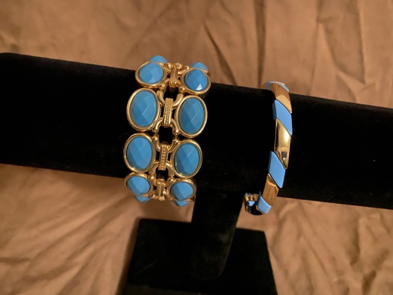 Gold Tone With Blue Stone Bracelets 