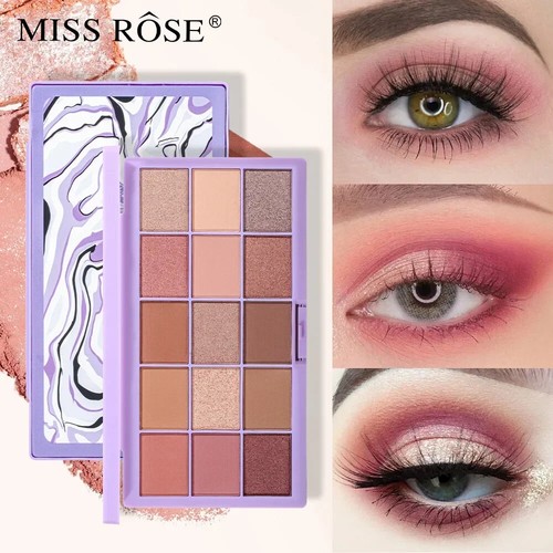 15 Colors Velvet Matte Nude Eyeshadow Palette Baked Minerals Shimmer Eye Shadow - Picture 3 of 8